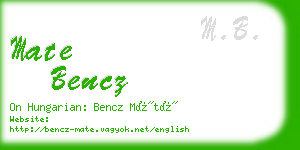 mate bencz business card